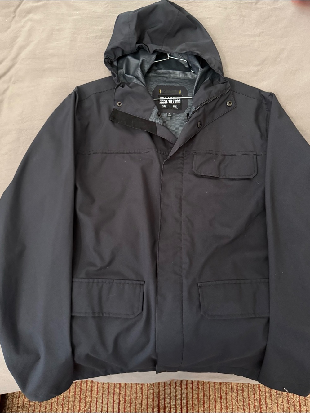 Men's Black Hooded Jacket - Brand: Billabong waterproof jacket